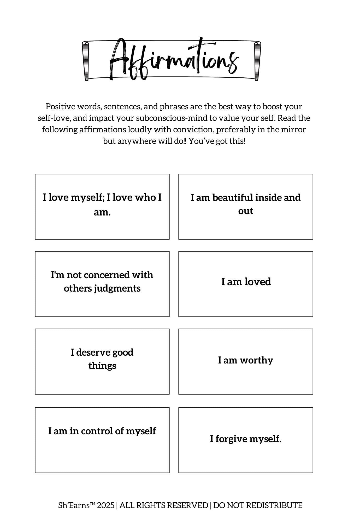 Self love workbook